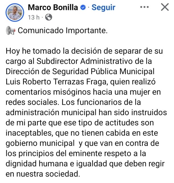 Cesan a subdirector por comentarios misóginos en Chihuahua