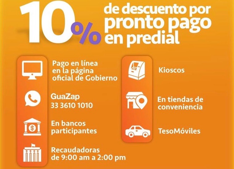 Recaudadoras de Guadalajara abrirán este sábado para aprovechar último día de descuento en predial