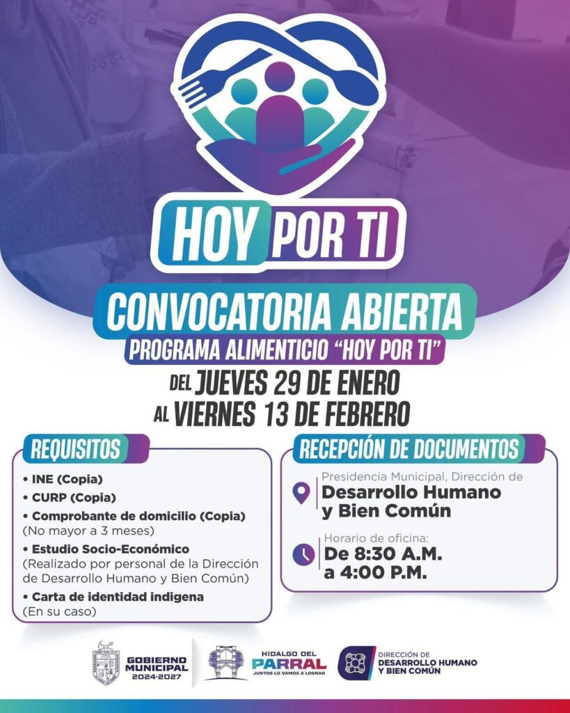 Últimos días para registrarse en el programa alimenticio «Hoy por Ti»