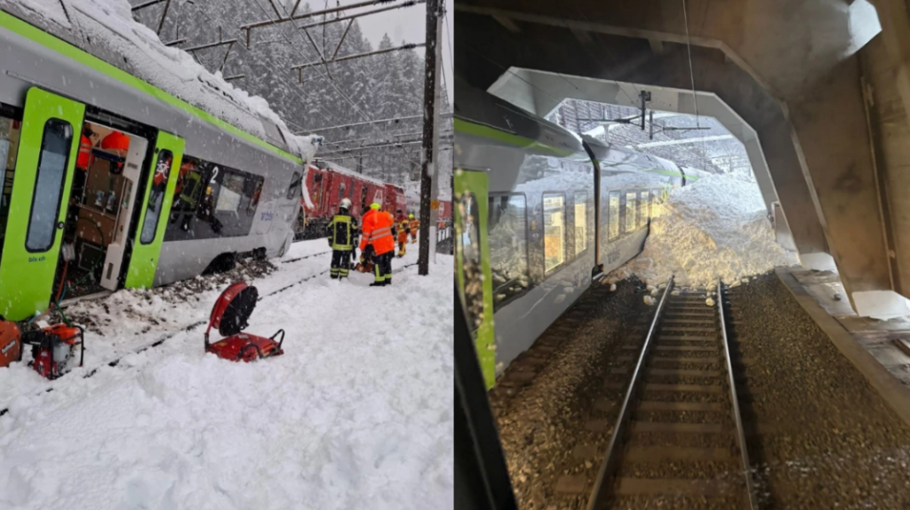 Avalancha de nieve descarrila tren de pasajeros en Suiza