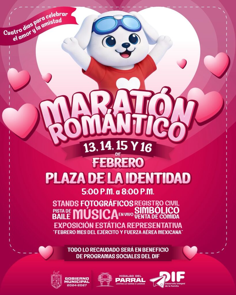 Parral celebrará el amor con gran Maratón Romántico en la Plaza de la Identidad