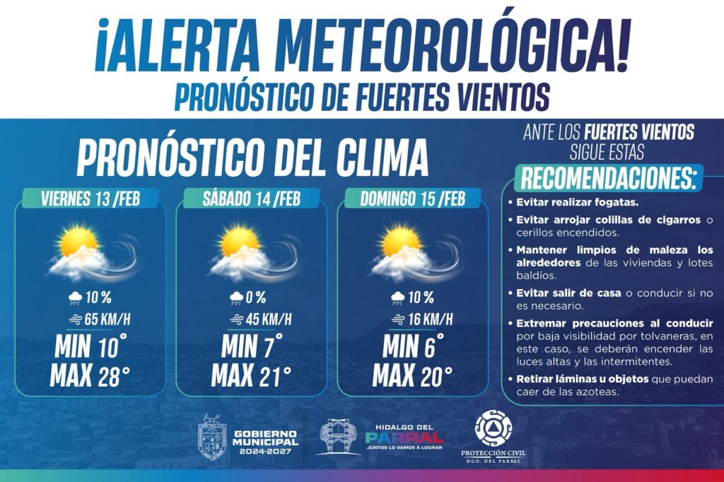 ¡Alerta por fuertes vientos en Parral! Gobierno Municipal llama a extremar precauciones este fin de semana