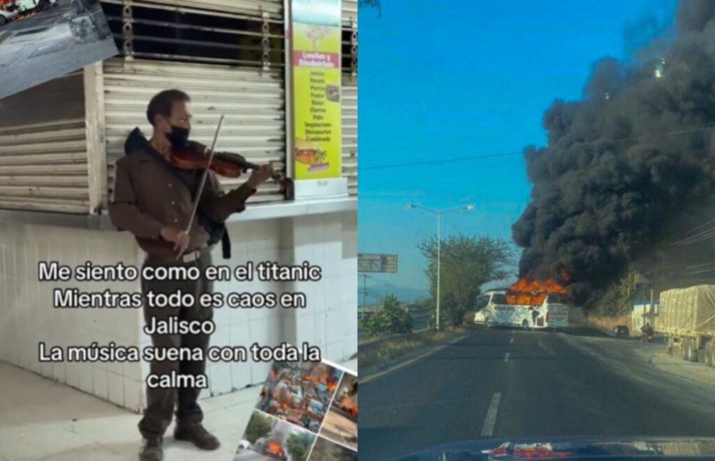VIDEO: Como escena del Titanic, violinista toca mientras Jalisco vive jornada violenta