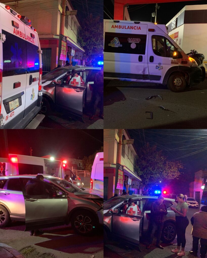Choque de ambulancia y vehículo particular deja a abuelita lesionada