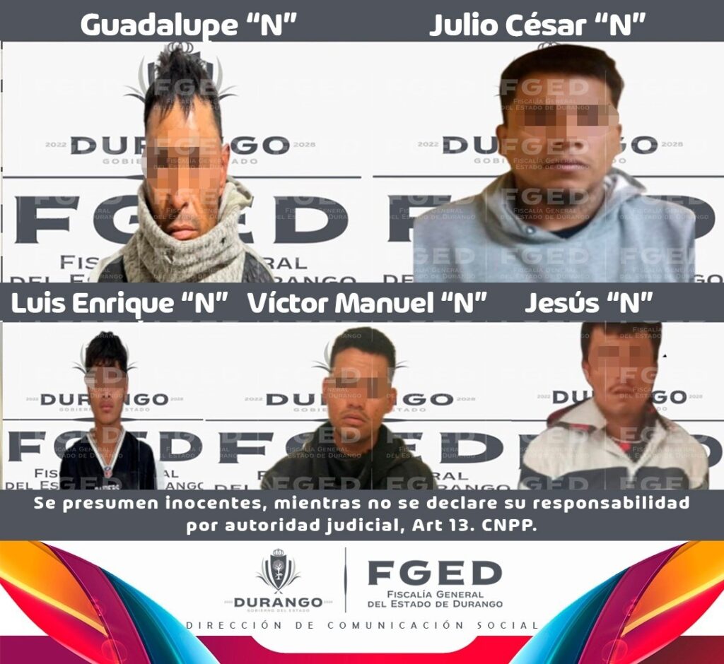 La Fiscalía de Durango y logra vinculación a proceso de cinco presuntos ladones