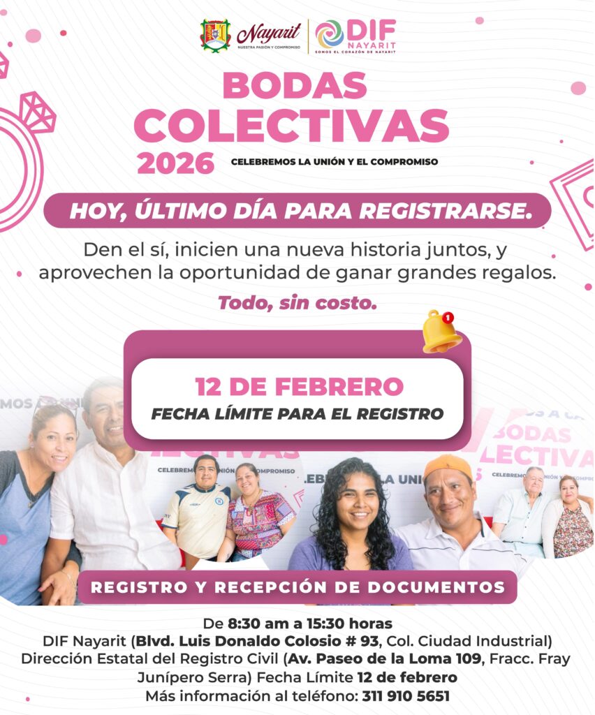 Hoy es el último día para registrarte en las Bodas Colectivas 2026