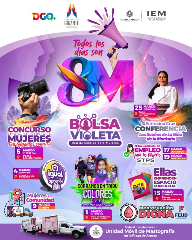Durango presenta agenda del 8M con actividades en salud, empleo y seguridad