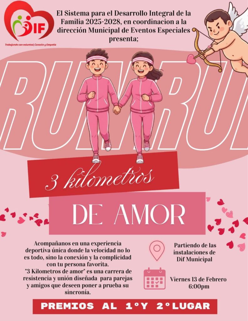Anuncian carrera “3 Kilómetros de Amor” organizada por el DIF Municipal