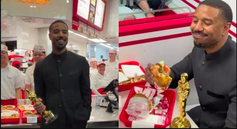 Michael B. Jordan celebra su Oscar comiendo una hamburguesa
