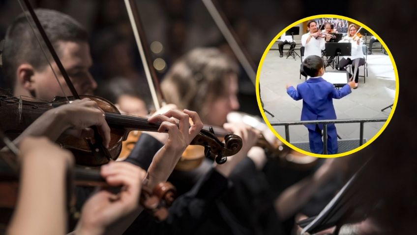 Niño mexicano de 4 años deslumbra al dirigir orquesta profesional