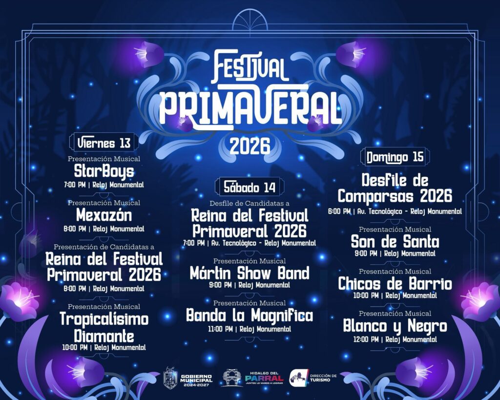 Invita Gobierno de Parral al arranque del Festival Primaveral 2026 en el Reloj Monumental