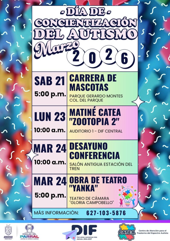 DIF Parral y CATEA anuncian actividades con motivo del Día Mundial de Concienciación sobre el Autismo