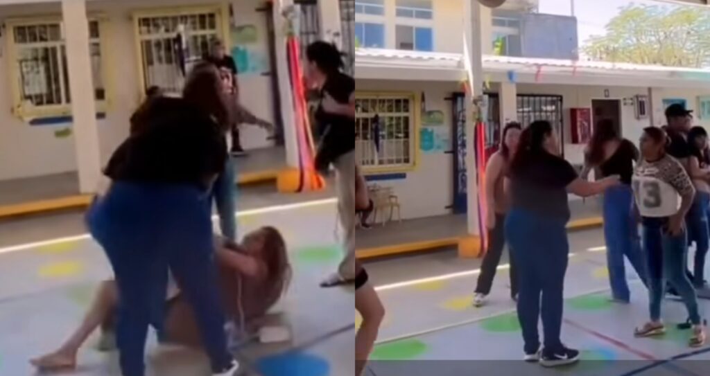 VIDEO: Pelea de madres de familia opaca festival de primavera en un kínder