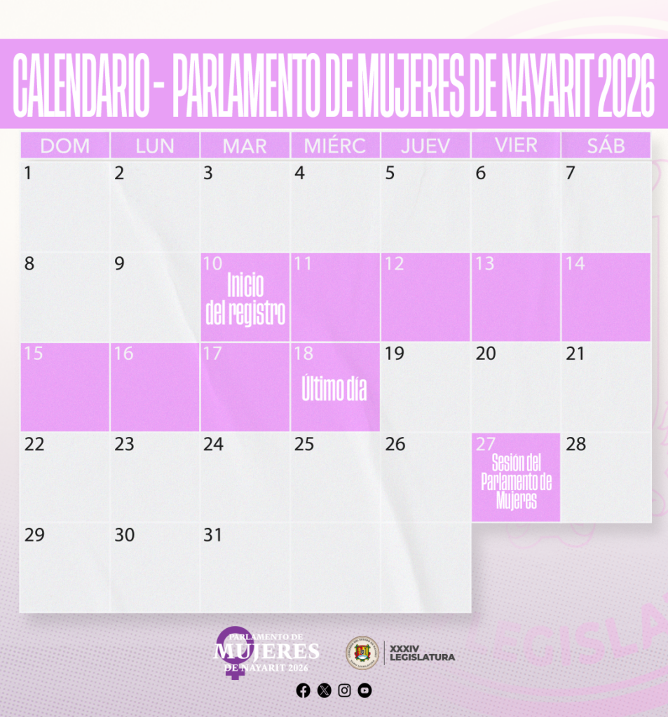 Calendario del Parlamento de Mujeres 2026