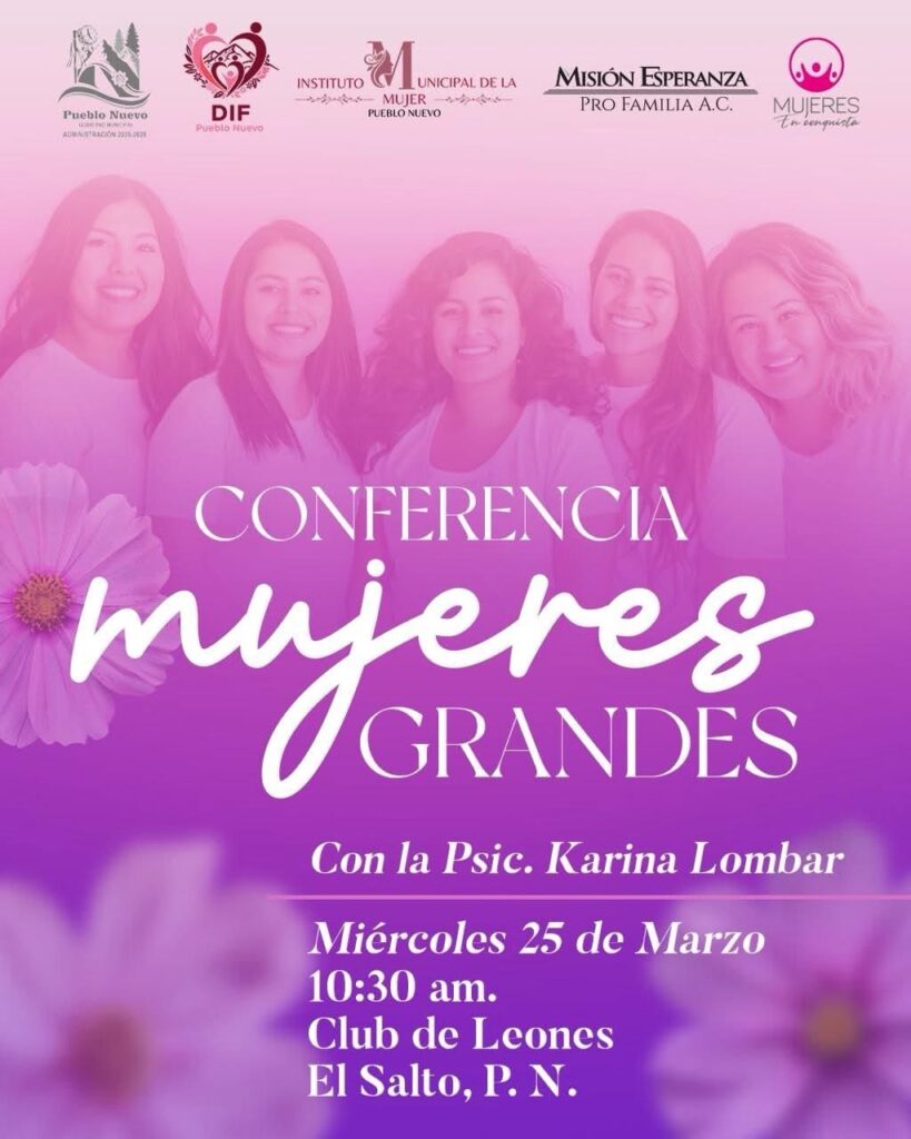 Invitan a conferencia “Mujeres Grandes”