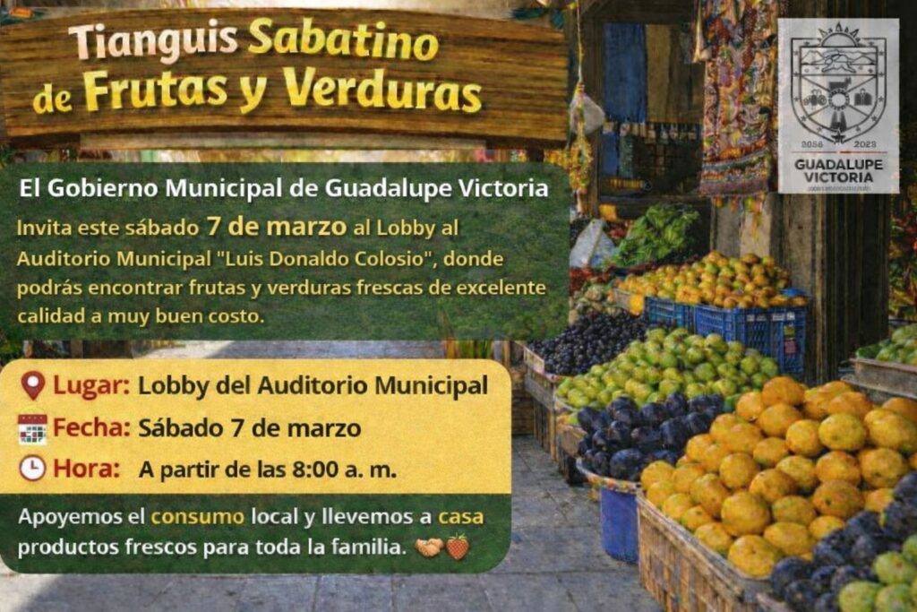 Gobierno Municipal invita al Tianguis Sabatino con frutas, verduras y paquete de carne