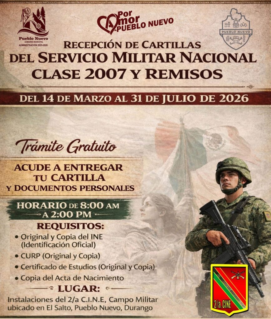 Convocan a recepción de cartillas militares