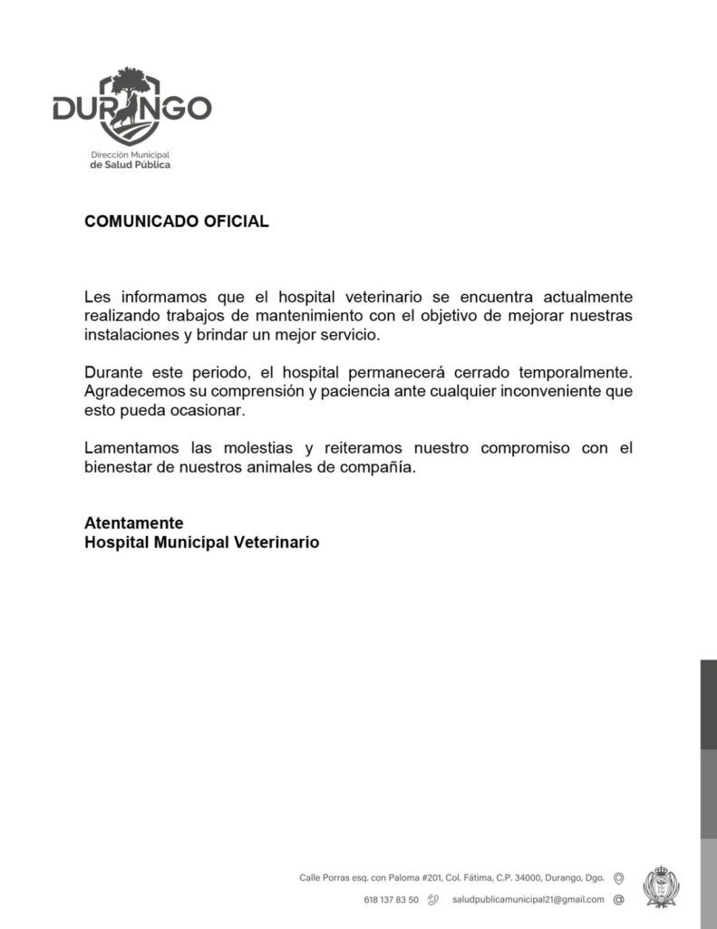 El hospital veterinario cierra por remodelaciones