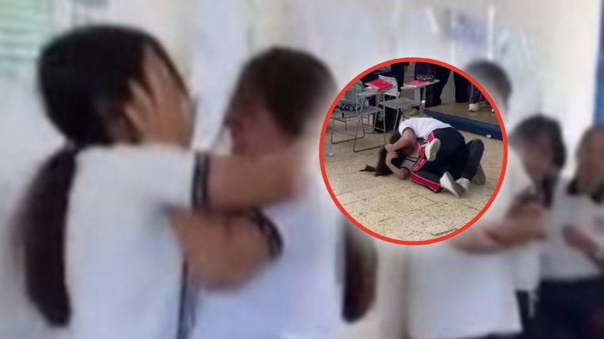 VIDEO: Captan fuerte pelea entre dos alumnas dentro de un salón de clases