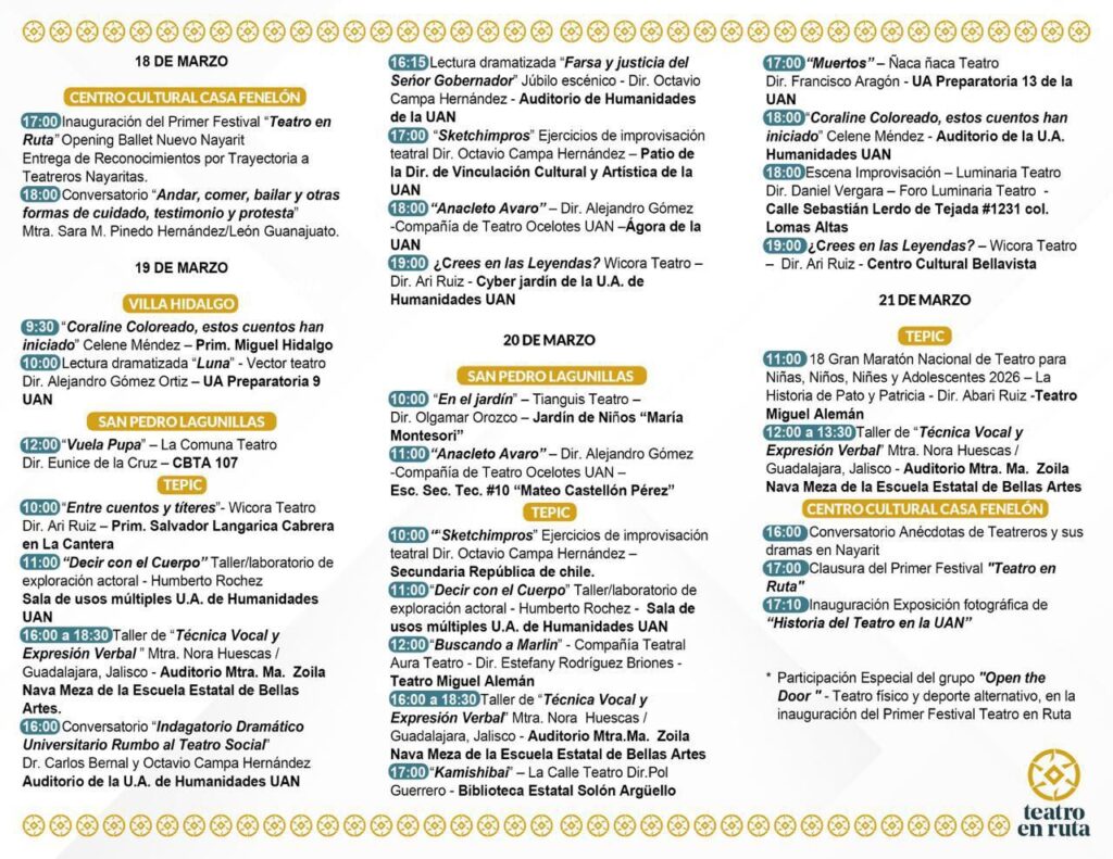 Gobierno de Nayarit invita al Primer Festival “Teatro en Ruta”