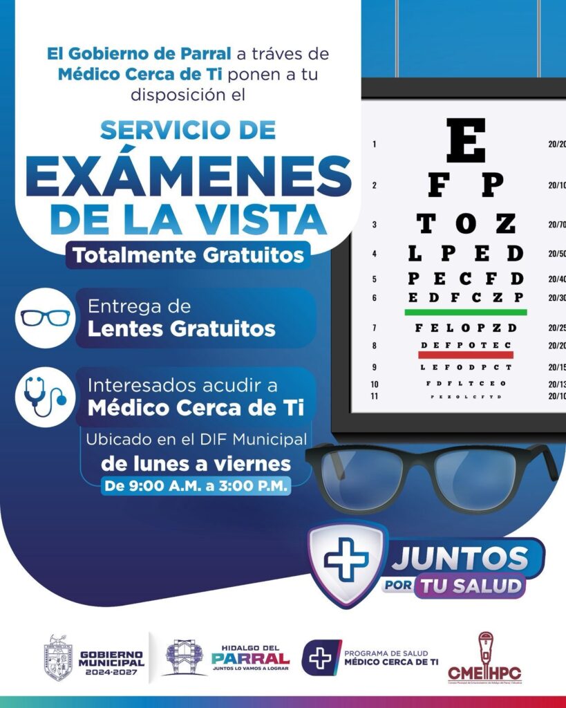 Gobierno de Parral ofrece exámenes de la vista para acceder a lentes gratuitos a población vulnerable
