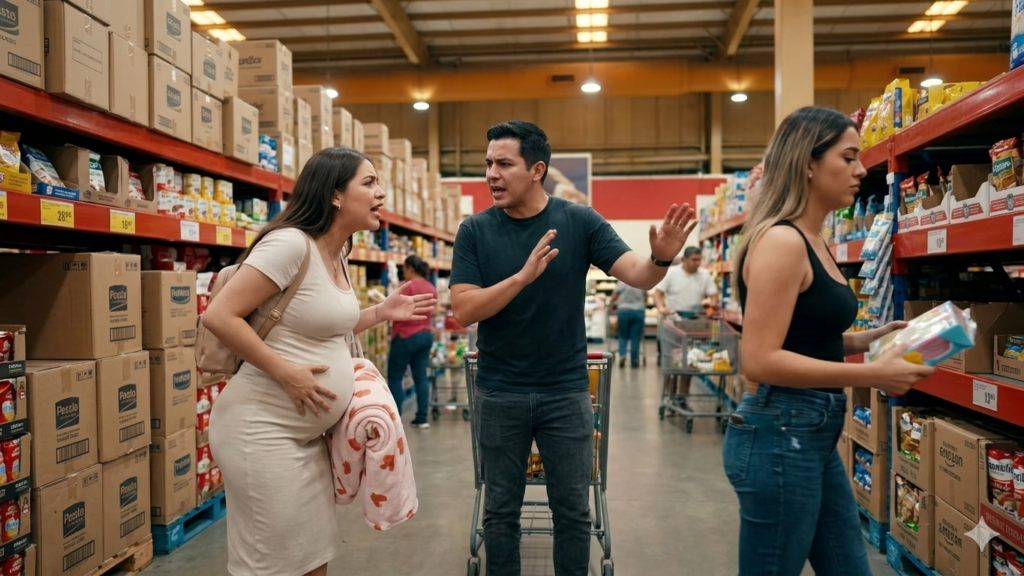VIDEO: Exhiben a infiel en supermercado; su pareja embarazada lo enfrenta