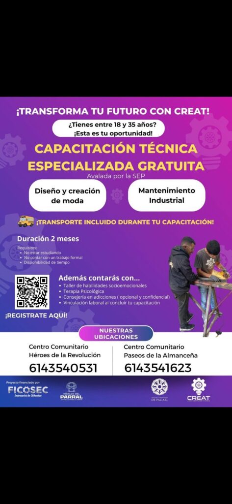 Gobierno de Parral impulsa capacitación gratuita para jóvenes con el programa Crea-T