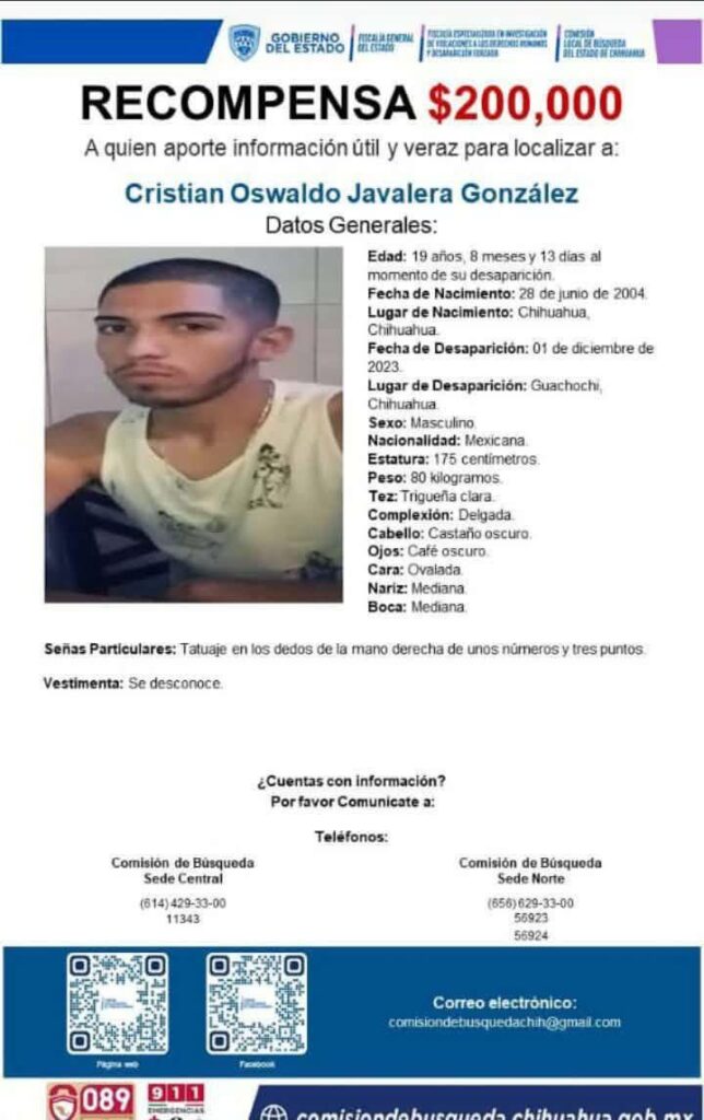 Desaparecio en Guachochi y no se sabe nada