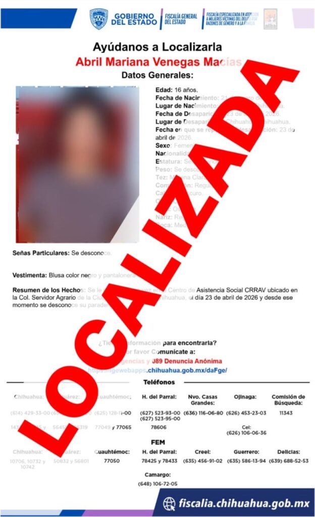 Localiza FEM a dos adolescentes y a una adulta con reporte de desaparición