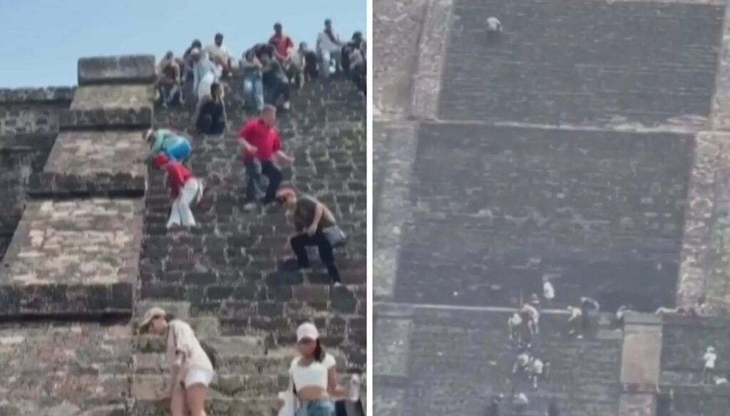 VIDEO capta el pánico y la estampida en la Pirámide de la Luna