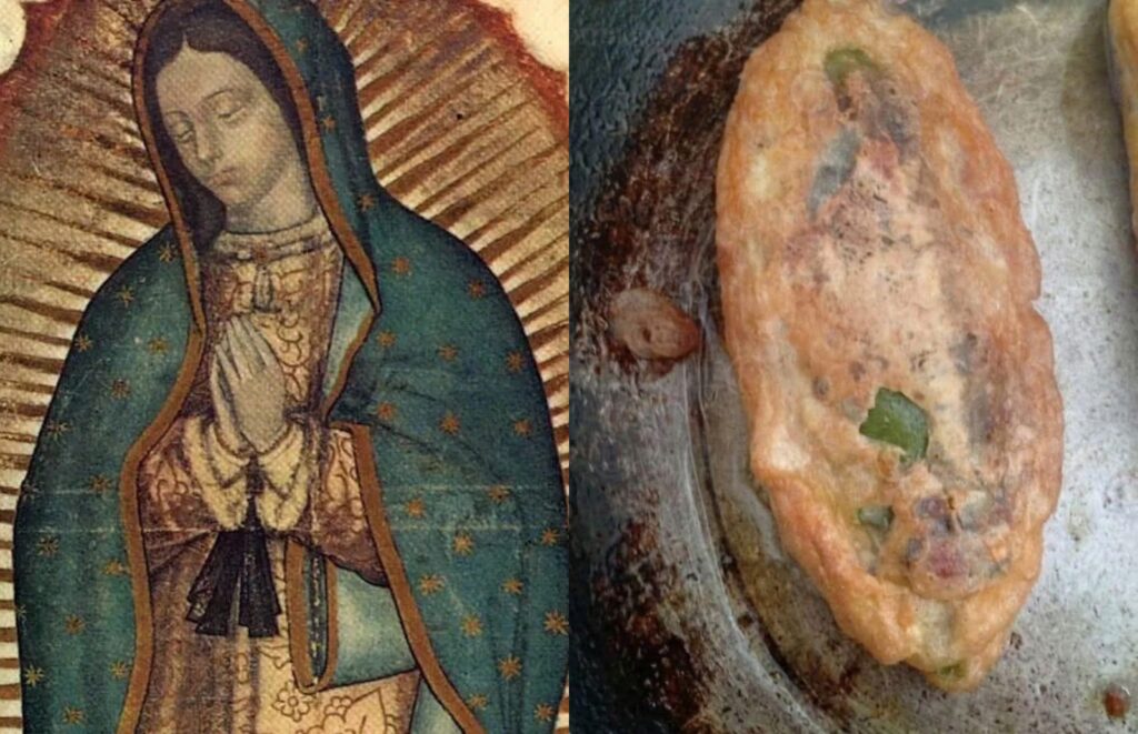 Mujer capta “aparición” de la Virgen de Guadalupe en un chile relleno