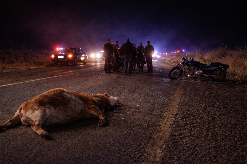 Vaca provoca accidente y deja varios motociclistas lesionados en la carretera Allende–Parral