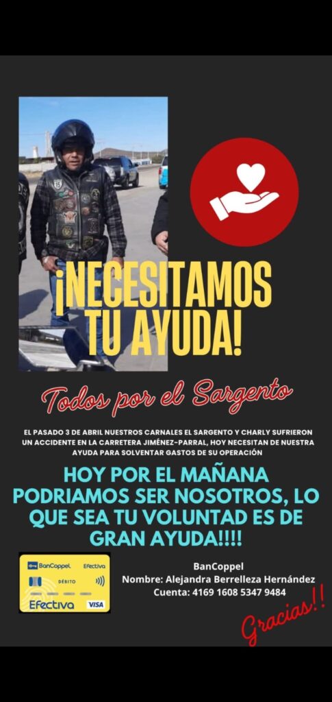 Piden apoyo para “El Sargento” tras fuerte accidente en la Parral–Jiménez