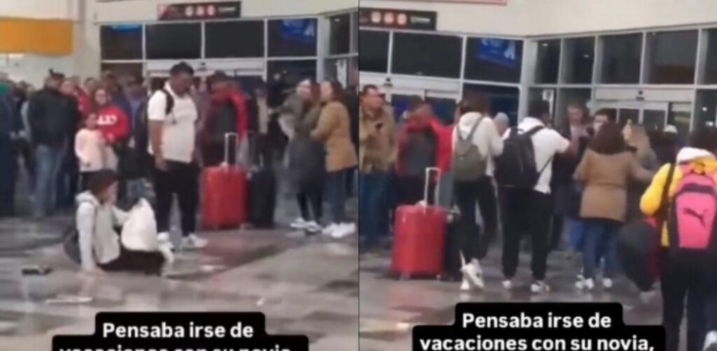 Mujer sorprende a su esposo en central camionera cuando intentaba escapar con su amante