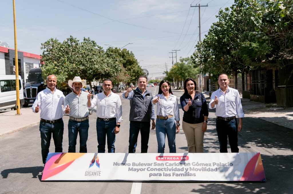 Esteban y Betzabé entregan bulevar San Carlos; mejora movilidad en Gómez Palacio