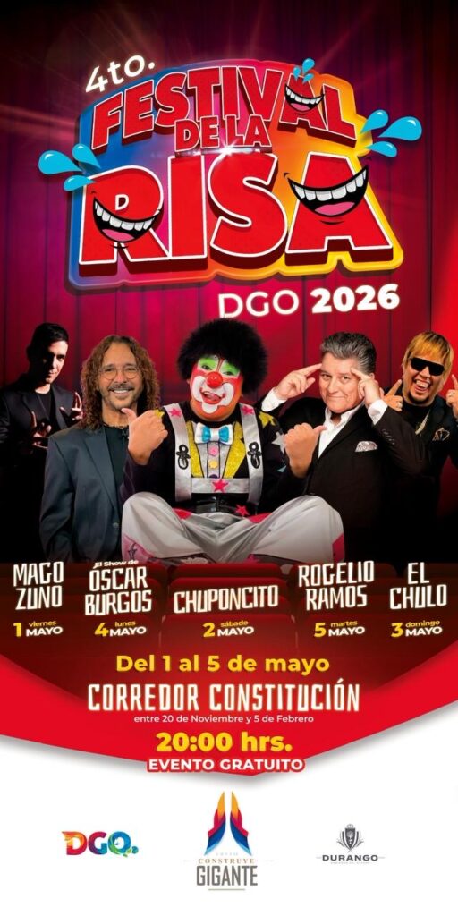 Festival de la Risa regresa a Durango con shows gratis del 1 al 5 de mayo en Corredor Constitución