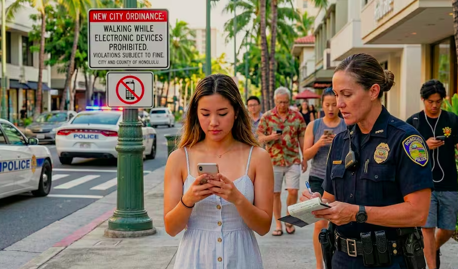 Multarán a todas las personas que usen el celular al caminar