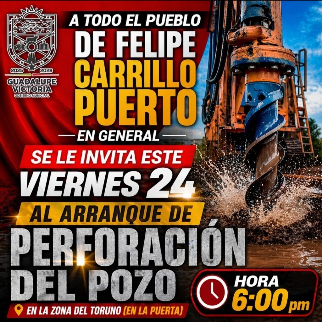 Anuncian arranque de perforación de nuevo pozo en Felipe Carrillo Puerto