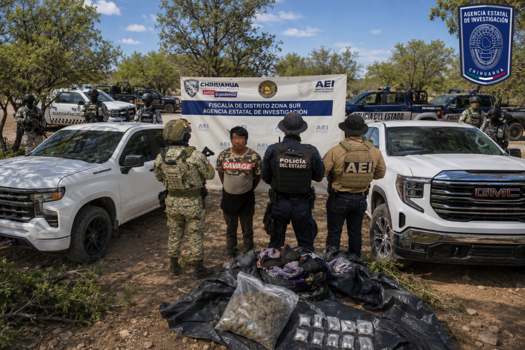 Recuperan dos pick ups robadas y detienen a hombre con droga en operativo en Matamoros