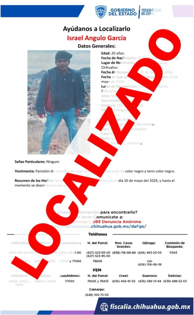 Localizan a joven reportado como ausente en Parral