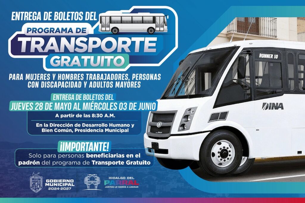 Anuncia Gobierno de Parral entrega de boletos del programa Transporte Gratuito