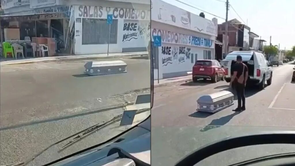 VIDEO: Ataúd cae de carroza funeraria en plena calle: «¡Se les cayó el muerto!»