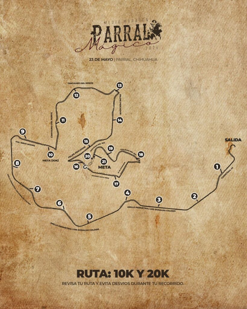 Presenta Gobierno de Parral recorrido oficial del Medio Maratón Parral Mágico 2026