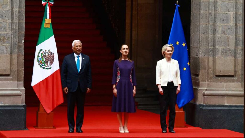 Sheinbaum recibe a líderes de la Unión Europea en Palacio Nacional