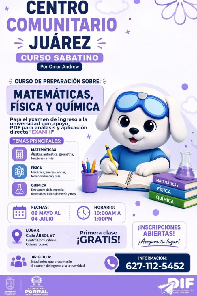 Invita DIF Parral a curso sabatino para ingreso universitario