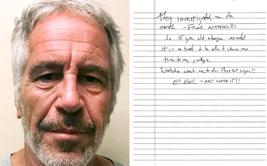 Revelan supuesta nota de suicidio de Jeffrey Epstein hallada en prisión