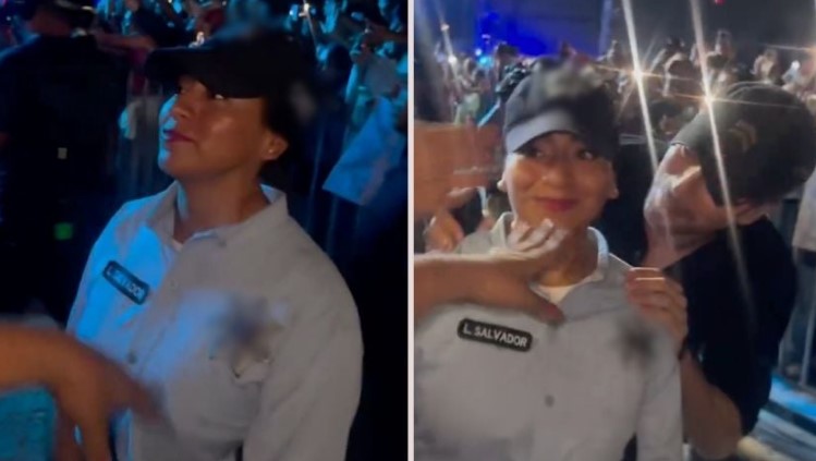 Enrique Iglesias sorprende a una policía con un beso en la mejilla