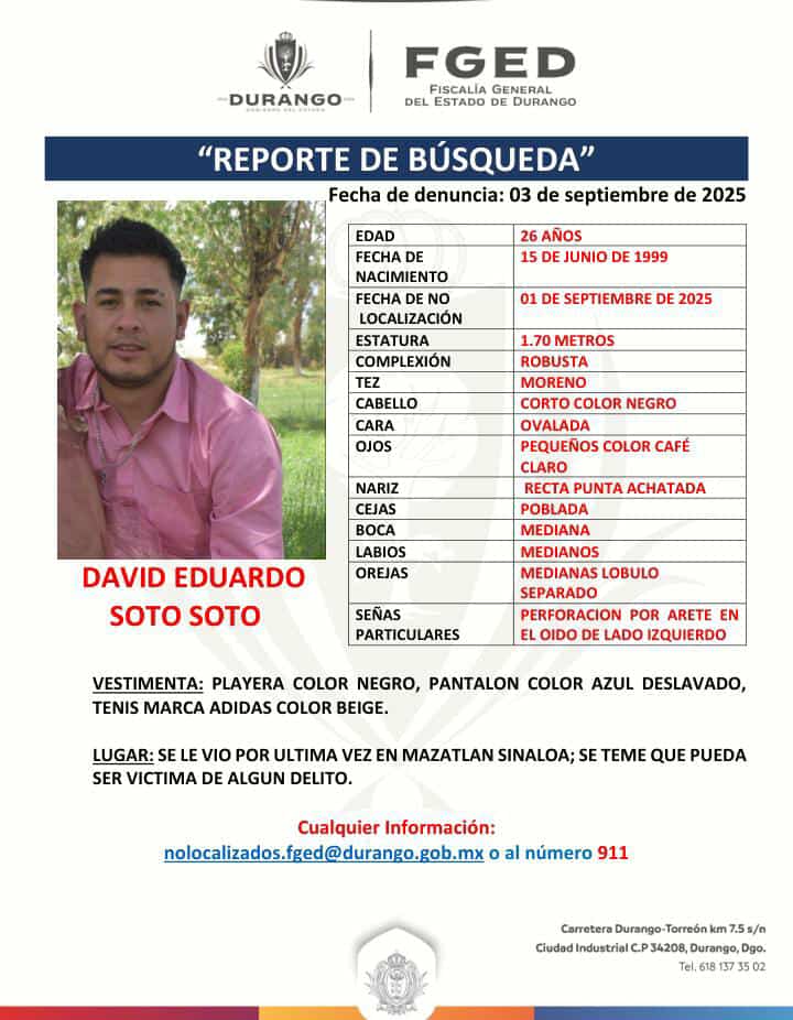 Hoy hace ocho meses que otro duranguense desapareció en Mazatlán