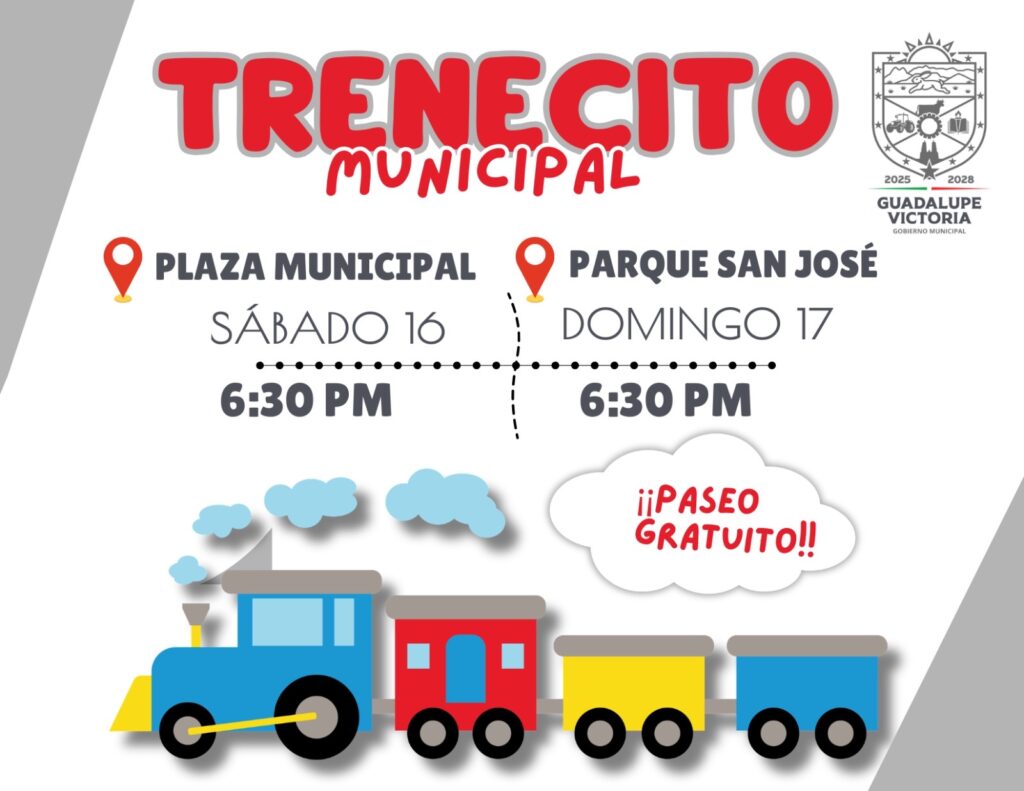 Anuncian recorridos gratuitos del Trenecito Municipal en Guadalupe Victoria
