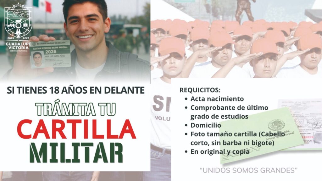 Invitan a jóvenes de Guadalupe Victoria a tramitar su Cartilla Militar